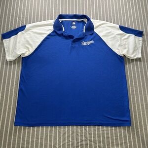 MLB Los Angeles Dodgers Royal Blue and White Polo Shirt Men's XXL